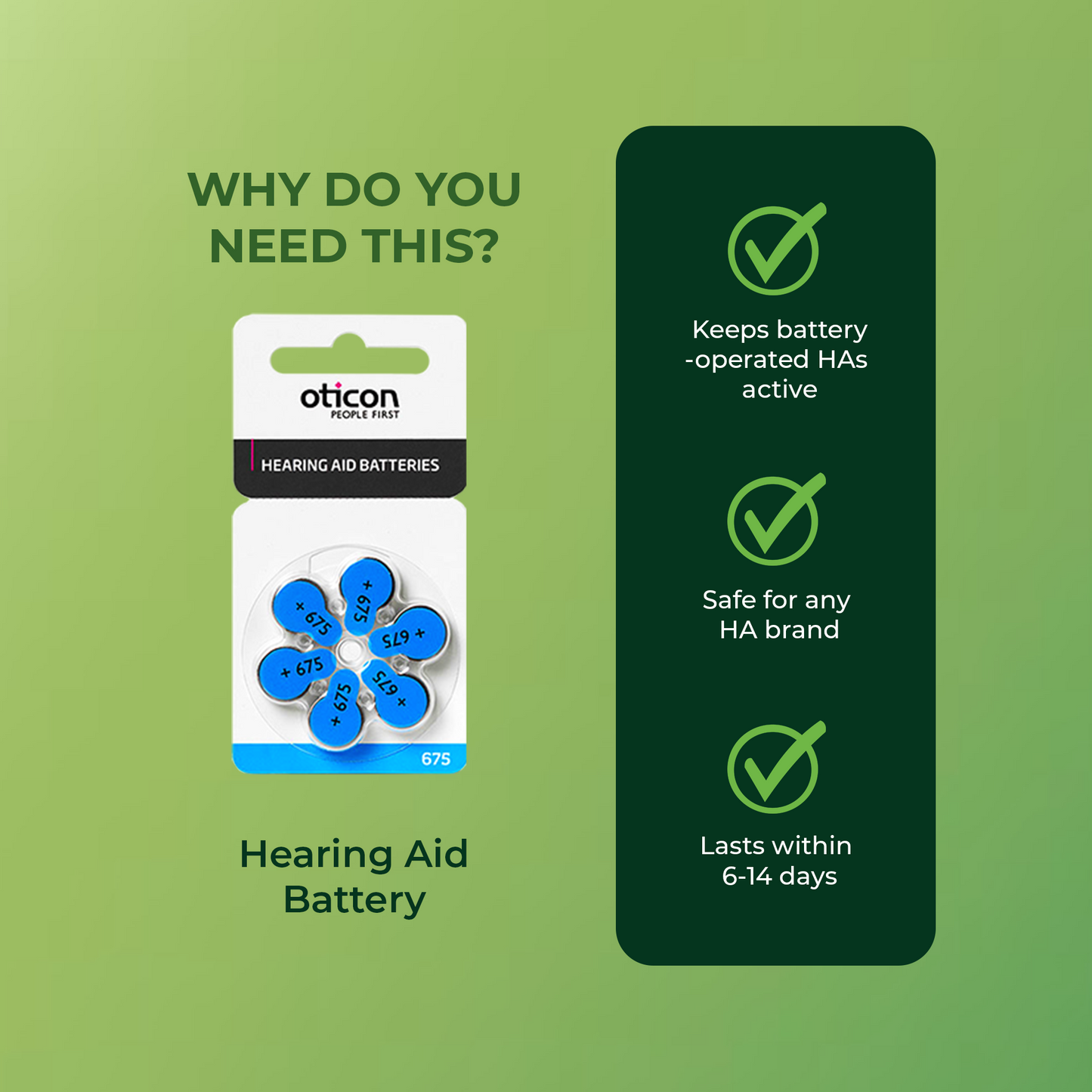 Oticon Hearing Aid Battery Pack - Size 675