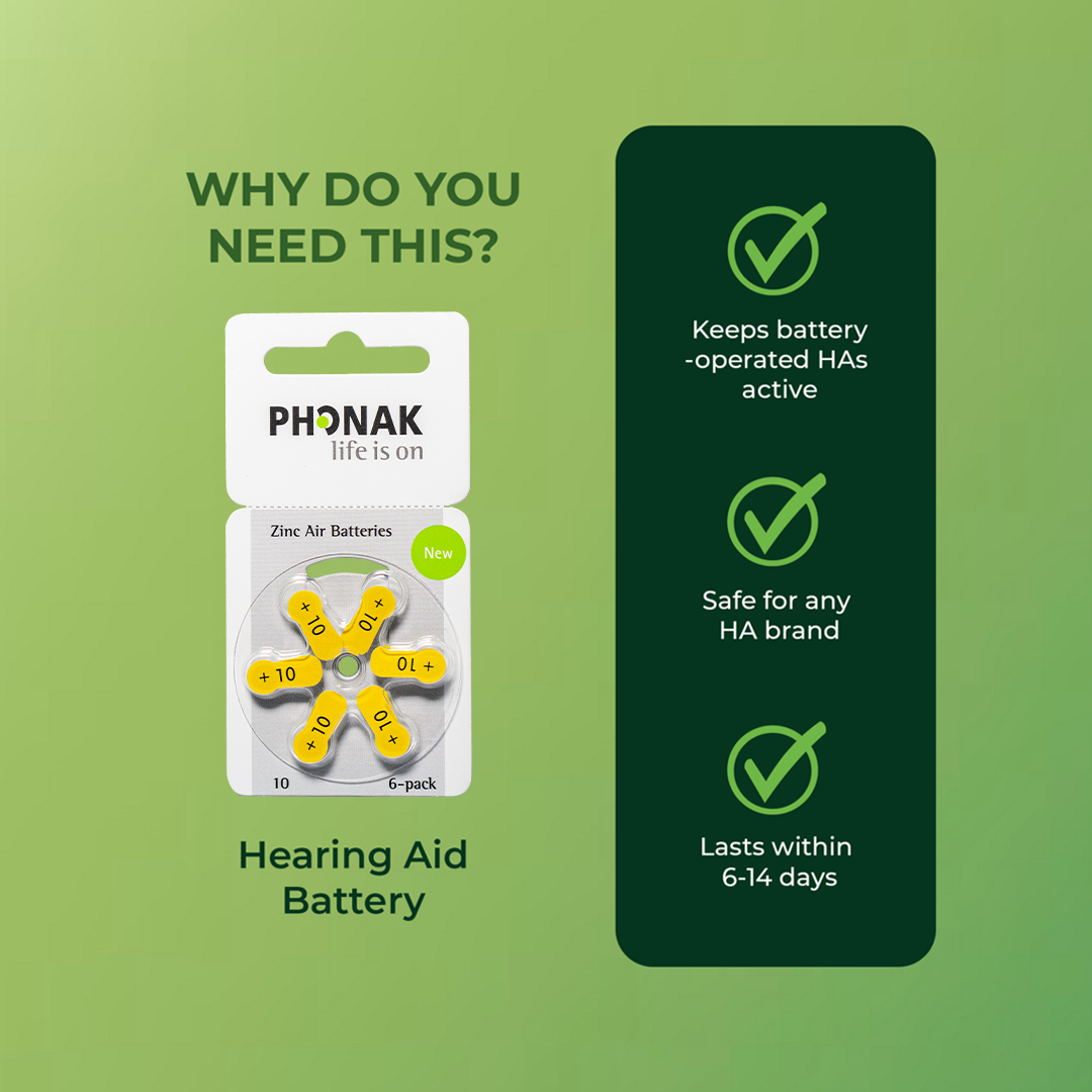 Phonak Hearing Aid Battery - Size 10 (sold per pack)