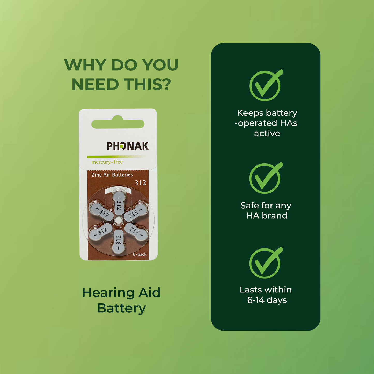 Phonak Hearing Aid Battery - Size 312