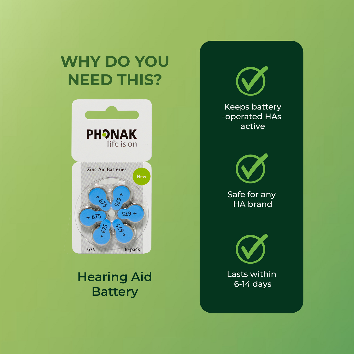 Phonak Hearing Aid Battery - Size 675